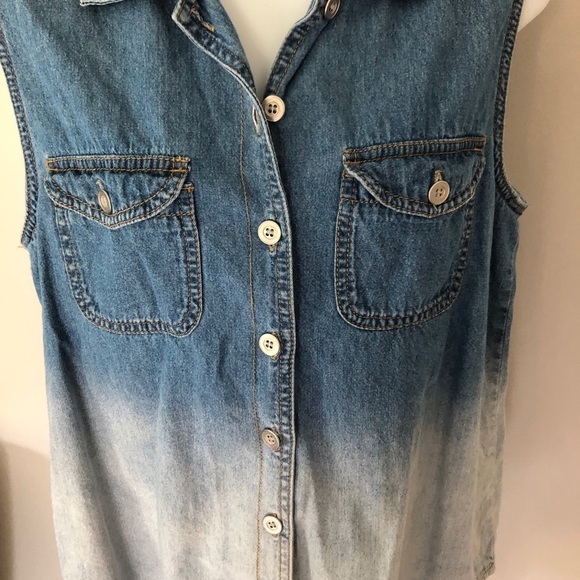 MINKPINK Ombre faded sleeveless denim jean shirt size medium - Picture 8 of 12
